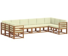 Lauko sofos komplektas 10 pcs Natūralus ir grietinėlė