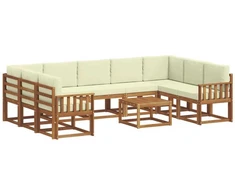 Lauko sofos komplektas 10 vnt. 9 vietos Natūralus ir grietinėlė