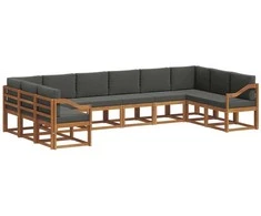 Lauko sofos komplektas 10 pcs Natūralus ir antracitas