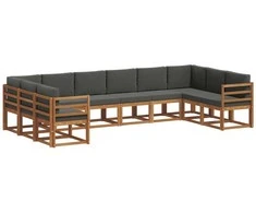 Lauko sofos komplektas 10 pcs Natūralus ir antracitas