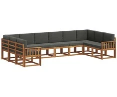 Lauko sofos komplektas 10 pcs Natūralus ir antracitas