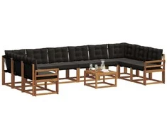 Lauko sofos komplektas su pagalve 11 pcs Natūrali ir juoda