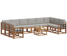 Lauko sofos komplektas 11 pcs Natūrali ir šviesiai pilka