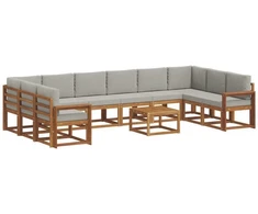 Lauko sofos komplektas 11 vnt. Natūrali ir šviesiai pilka