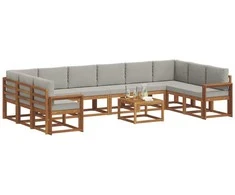 Lauko sofos komplektas 11 pcs Natūrali ir šviesiai pilka