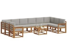 Lauko sofos komplektas 11 pcs Natūrali ir šviesiai pilka