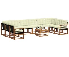 Lauko sofos komplektas 11 pcs Natūralus ir grietinėlė