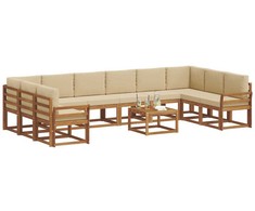 Lauko sofos komplektas su pagalve 11 pcs Natūralus ir bežinis