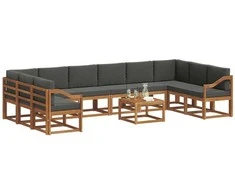 Lauko sofos komplektas 11 pcs Natūralus ir antracitas