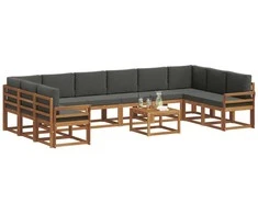 Lauko sofos komplektas 11 pcs Natūralus ir antracitas