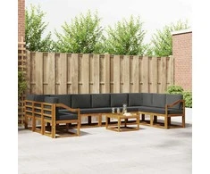 Lauko sofos komplektas 11 pcs Natūralus ir antracitas