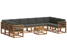 Lauko sofos komplektas 11 vnt. Natūralus ir antracitas