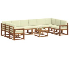 Lauko sofos komplektas 11 pcs Natūralus ir grietinėlė
