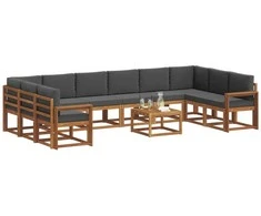 Lauko sofos komplektas 11 pcs Natūralus ir antracitas
