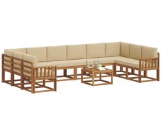 Lauko sofos komplektas su pagalve 11 pcs Natūralus ir bežinis