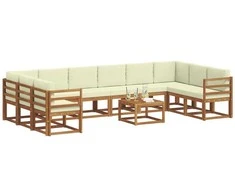 Lauko sofos komplektas 11 pcs Natūralus ir grietinėlė