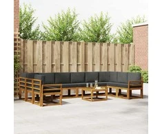 Lauko sofos komplektas 11 pcs Natūralus ir antracitas