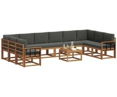 Lauko sofos komplektas 11 pcs Natūralus ir antracitas