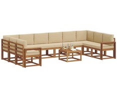 Lauko sofos komplektas su pagalve 11 pcs Natūralus ir bežinis