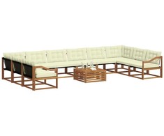 Lauko sofos komplektas 11 pcs Natūralus ir grietinėlė
