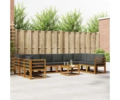 Lauko sofos komplektas 11 pcs Natūralus ir antracitas