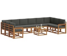 Lauko sofos komplektas 11 pcs Natūralus ir antracitas