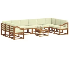Lauko sofos komplektas 11 pcs Natūralus ir grietinėlė