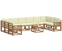 Lauko sofos komplektas 11 pcs Natūralus ir grietinėlė
