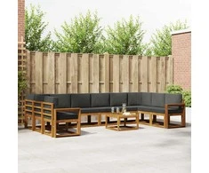 Lauko sofos komplektas 11 pcs Natūralus ir antracitas