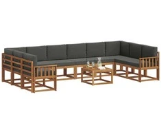 Lauko sofos komplektas 11 pcs Natūralus ir antracitas