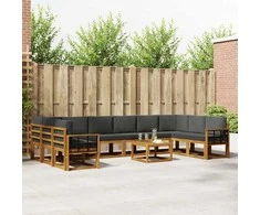 Lauko sofos komplektas 11 pcs Natūralus ir antracitas