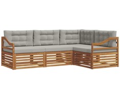 Lauko sofos komplektas 4 pcs Natūrali ir šviesiai pilka