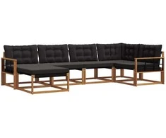 Lauko sofos komplektas su pagalve 6 pcs Natūrali ir juoda
