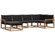 Lauko sofos komplektas su pagalve 6 pcs Natūrali ir juoda