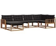 Lauko sofos komplektas su pagalve 6 pcs Natūrali ir juoda