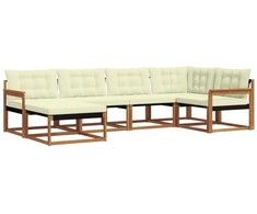 Lauko sofos komplektas su pagalve 6 pcs Natūralus ir grietinėlė