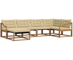 Lauko sofos komplektas su pagalve 6 pcs Natūralus ir bežinis