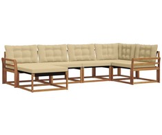 Lauko sofos komplektas su pagalve 6 pcs Natūralus ir bežinis