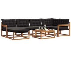 Lauko sofos komplektas su pagalve 19 pcs Natūrali ir juoda