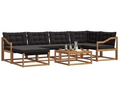 Lauko sofos komplektas su pagalve 19 pcs Natūrali ir juoda