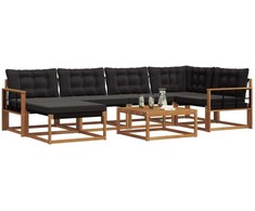 Lauko sofos komplektas su pagalve 19 pcs Natūrali ir juoda
