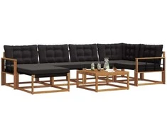 Lauko sofos komplektas su pagalve 19 pcs Natūrali ir juoda