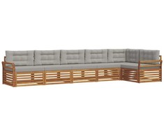 Lauko sofos komplektas 6 pcs Natūrali ir šviesiai pilka