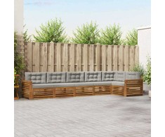 Lauko sofos komplektas 6 pcs Natūrali ir šviesiai pilka