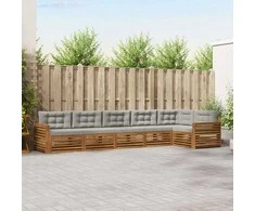 Lauko sofos komplektas 6 pcs Natūrali ir šviesiai pilka