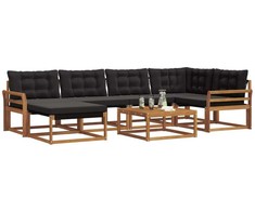 Lauko sofos komplektas su pagalve 19 pcs Natūrali ir juoda