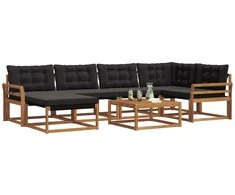 Lauko sofos komplektas su pagalve 19 pcs Natūrali ir juoda