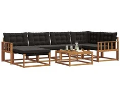 Lauko sofos komplektas su pagalve 19 pcs Natūrali ir juoda