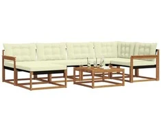 Lauko sofos komplektas 19 pcs Natūralus ir grietinėlė