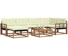 Lauko sofos komplektas 19 pcs Natūralus ir grietinėlė